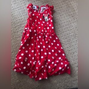 Disney Red Polka Dot Minnie Dress with Ruffle Shoulders